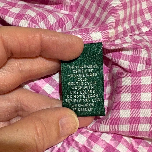 Lauren Ralph Lauren Women LongSleeve Button Shirt XL Pink Crown Gingham Cowgirl - Picture 9 of 10